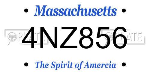 4NZ856 Massachusetts License Plate