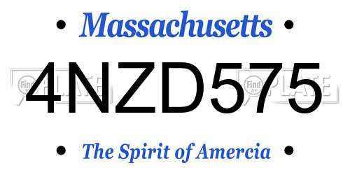4NZD575 Massachusetts License Plate