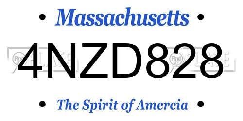4NZD828 Massachusetts License Plate