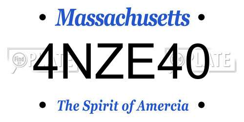 4NZE40 Massachusetts License Plate