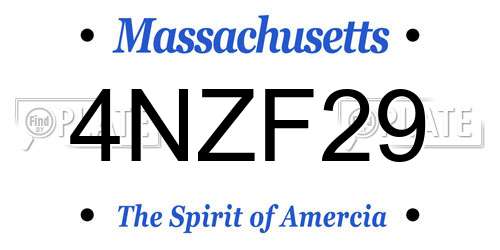 4NZF29 Massachusetts License Plate