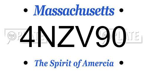 4NZV90 Massachusetts License Plate