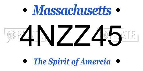 4NZZ45 Massachusetts License Plate
