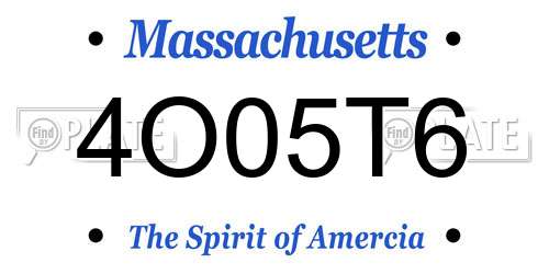 4O05T6 Massachusetts License Plate
