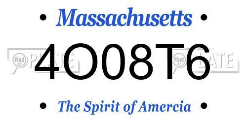 4O08T6 Massachusetts License Plate