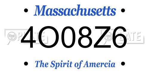 4O08Z6 Massachusetts License Plate