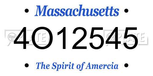 4O12545 Massachusetts License Plate