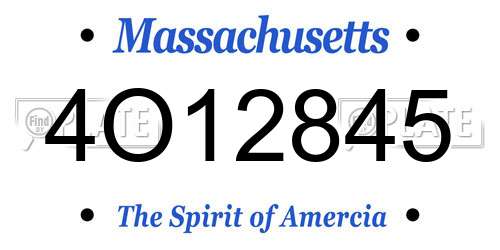 4O12845 Massachusetts License Plate