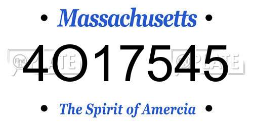 4O17545 Massachusetts License Plate
