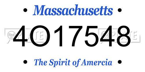 4O17548 Massachusetts License Plate