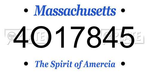 4O17845 Massachusetts License Plate