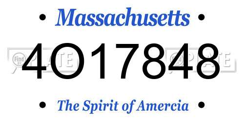 4O17848 Massachusetts License Plate