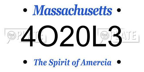 4O20L3 Massachusetts License Plate