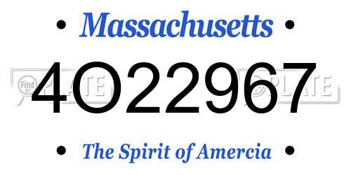 4O22967 Massachusetts License Plate