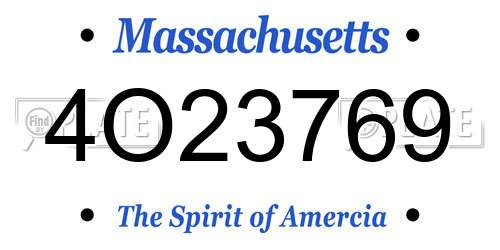 4O23769 Massachusetts License Plate