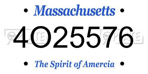 4O25576 Massachusetts License Plate