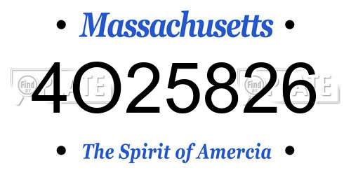 4O25826 Massachusetts License Plate