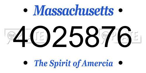 4O25876 Massachusetts License Plate