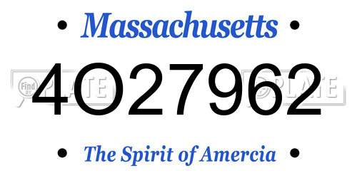 4O27962 Massachusetts License Plate