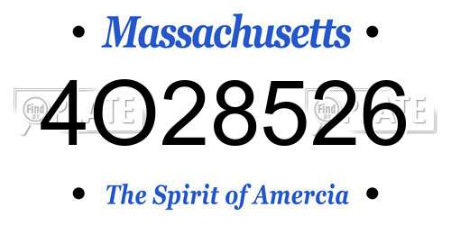 4O28526 Massachusetts License Plate