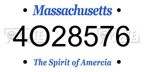 4O28576 Massachusetts License Plate