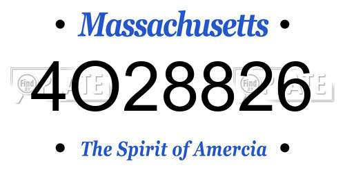 4O28826 Massachusetts License Plate