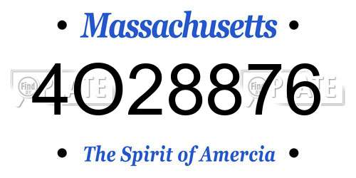 4O28876 Massachusetts License Plate