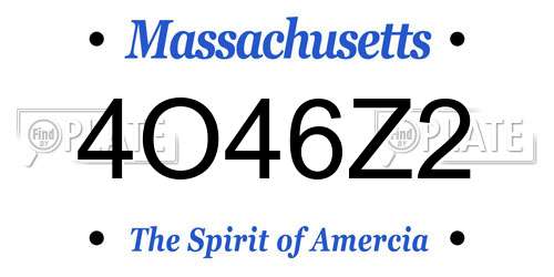 4O46Z2 Massachusetts License Plate