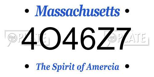 4O46Z7 Massachusetts License Plate