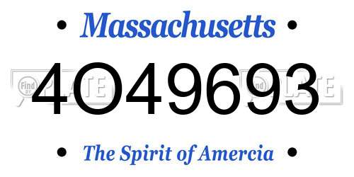 4O49693 Massachusetts License Plate