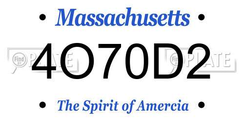 4O70D2 Massachusetts License Plate