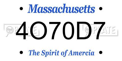 4O70D7 Massachusetts License Plate