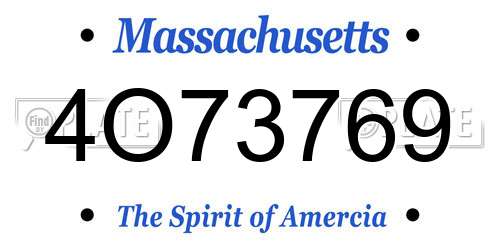 4O73769 Massachusetts License Plate