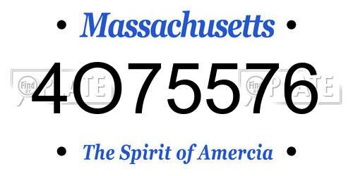 4O75576 Massachusetts License Plate
