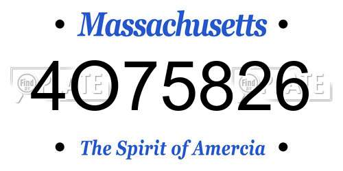 4O75826 Massachusetts License Plate