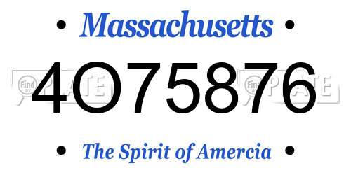 4O75876 Massachusetts License Plate