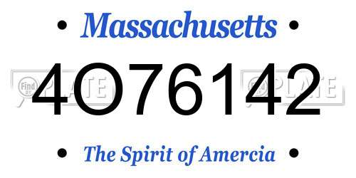 4O76142 Massachusetts License Plate