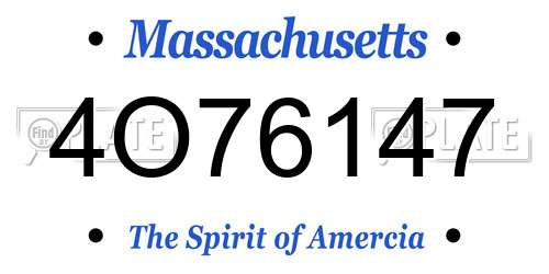 4O76147 Massachusetts License Plate