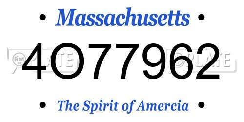 4O77962 Massachusetts License Plate