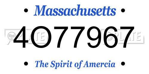 4O77967 Massachusetts License Plate