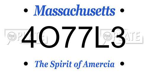 4O77L3 Massachusetts License Plate