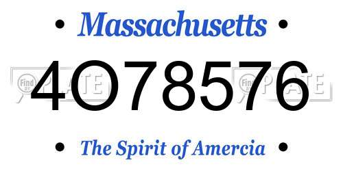 4O78576 Massachusetts License Plate