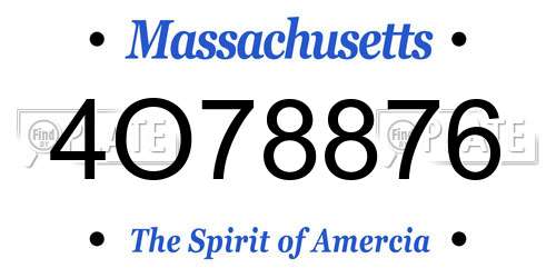 4O78876 Massachusetts License Plate