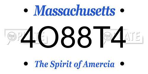 4O88T4 Massachusetts License Plate