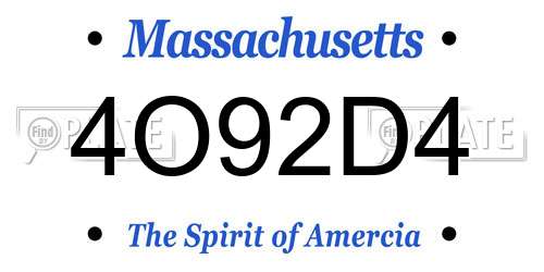 4O92D4 Massachusetts License Plate