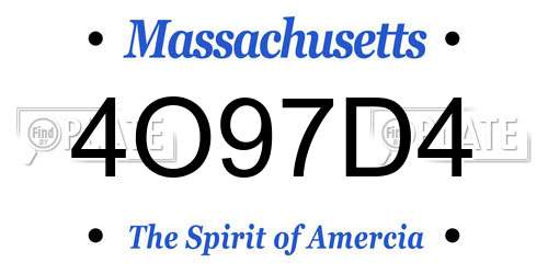4O97D4 Massachusetts License Plate