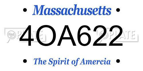 4OA622 Massachusetts License Plate