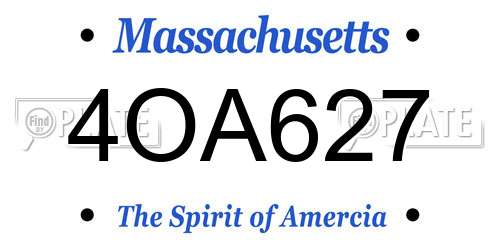 4OA627 Massachusetts License Plate