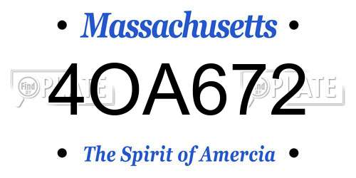 4OA672 Massachusetts License Plate