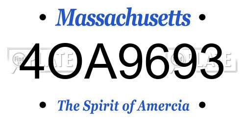 4OA9693 Massachusetts License Plate
